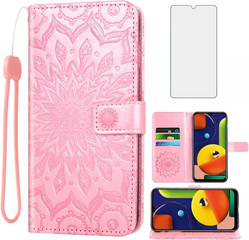 Miniatura 9 de Funda de teléfono para Samsung Galaxy A50 con protector de pantalla de vidrio templado, funda magnética de cuero, soporte para tarjetas, accesorios