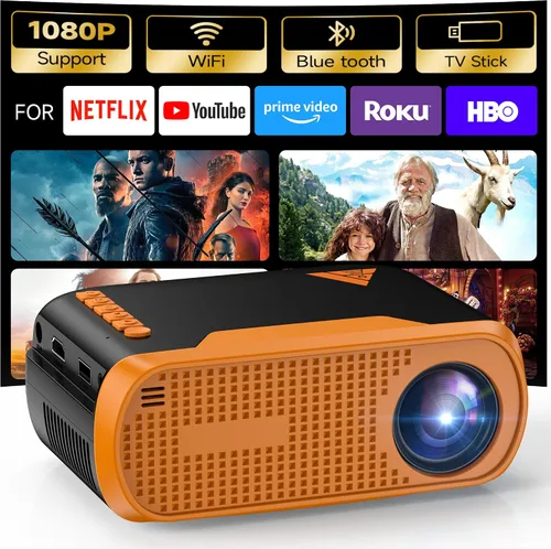 Miniatura 9 de Mini proyector de video con WiFi Bluetooth, proyector de película portátil nativo 1080P, compatible con smartphone, TV Stick, PS5, laptop HDMI USB