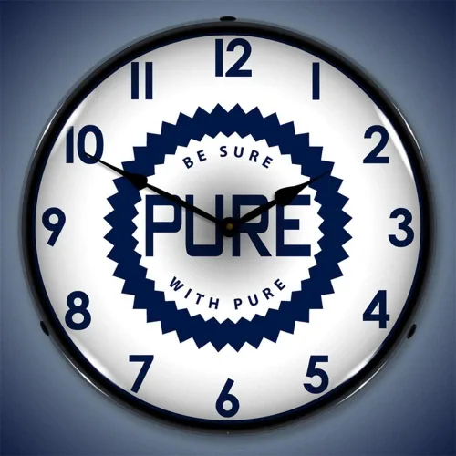Miniatura 2 de Esté seguro con el reloj de pared LED Pure Oil, Retro/Vintage, iluminado, 14 pulgadas