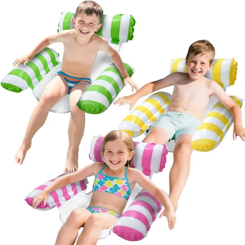 Pool Floats Kids, Meegoo Pool Lounge Chairs 3 Tubes Floaties Water Hammock Inflatable Pool Toys for Kids Ages 8-12 for Summer Party Beach Vacation