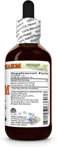 Miniatura 5 de Extracto líquido sin alcohol de Neem, suplemento herbario natural de glicerita de hoja seca de neem orgánico (Azadirachta Indica), Hawaii Pharm, EE.