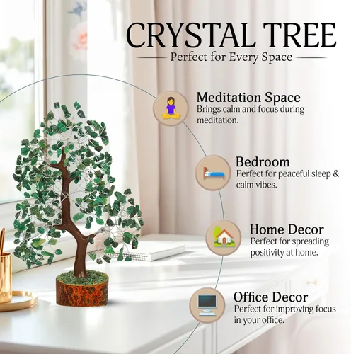 Miniatura 3 de YATSKIA Aventurina verde – Árboles de dinero, cristales de chakra como decoración del hogar, cristales curativos, árbol para el hogar, regalos