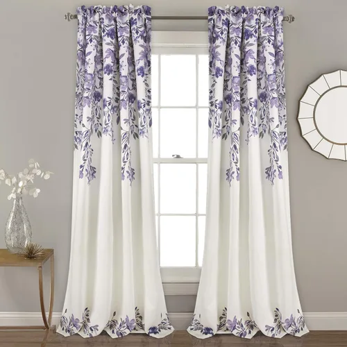 Lush Decor Tanisha - Cortinas para oscurecer la habitación, diseño floral de vid impreso, juego de paneles de ventana (par), 52 pulgadas de ancho x