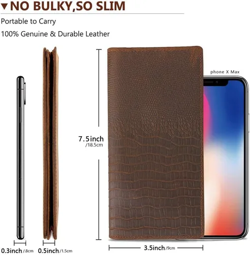 Miniatura 5 de Kattee cartera plegadiza clásica de cuero para hombre