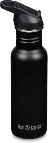 Klean Kanteen Botella de Agua Clásica de 18 oz con Tapa Deportiva Flip Seal y Pajita - Boquilla y Tapa 100% a Prueba de Fugas - Material Duradero,