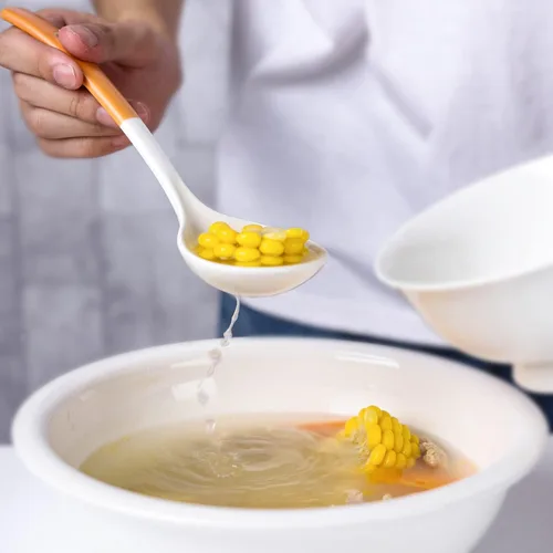 Miniatura 7 de Juego de 2 cucharones de cerámica con cucharón grande para sopa con espumadera, cucharones ranurados, cucharones de cocina, cucharas coladoras