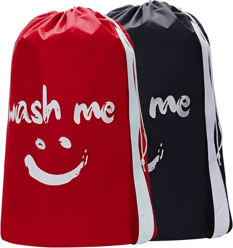 HOMEST Paquete de 2 bolsas de lavandería de viaje XL Wash Me con correa, organizador de ropa sucia, lo suficientemente grande como para contener 4