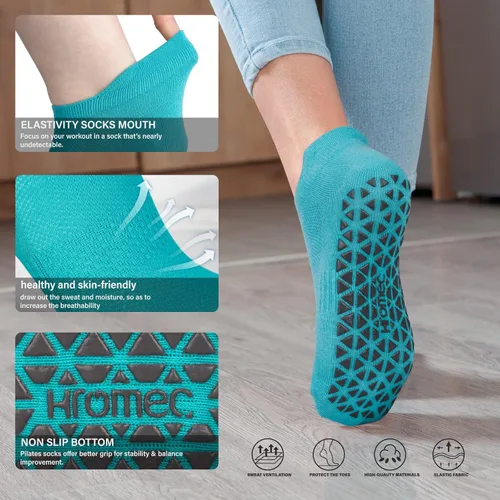 Miniatura 2 de Calcetines de yoga antideslizantes con agarres para pilates ballet barras descalzo calcetines antideslizantes de hospital para mujeres y hombres