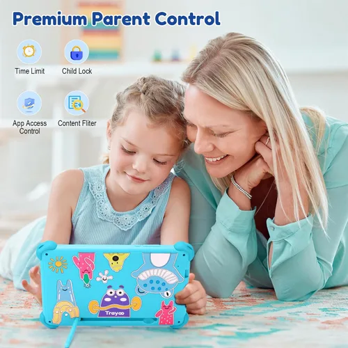Miniatura 3 de Trayoo Tableta infantil de 7 pulgadas para niños de 3 a 12 años, tableta Android de 32 GB para niños pequeños con funda sólida, YouTube, Netflix