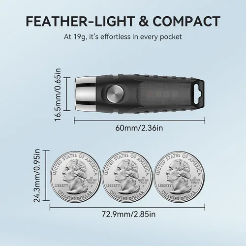 Miniatura 9 de S12PLUS-2 EDC Llavero linterna recargable, 610 lúmenes mini linterna con imán y clip, linterna de bolsillo USB C y luz lateral 6 modos