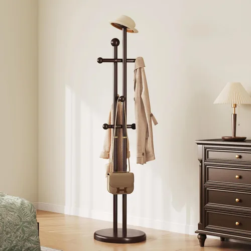 Miniatura 12 de Uniclinens Perchero de madera independiente – Perchero independiente resistente, perchero de madera con 6 ganchos, aspecto creativo de rama de árbol