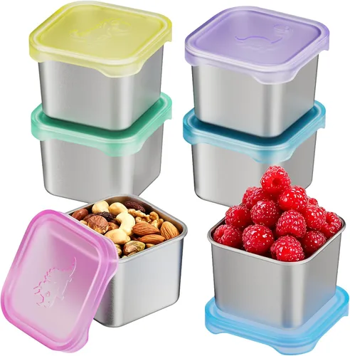 Miniatura 17 de Tanjiae Recipientes Pequeños de Acero Inoxidable para Almuerzo para Niños A Prueba de Fugas Sin BPA Recipientes para Aperitivos con Tapas