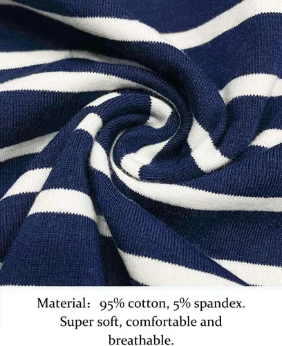 Miniatura 4 de LilyCoco Camiseta de manga 34 para mujer, con cuello bote, a rayas, de algodón