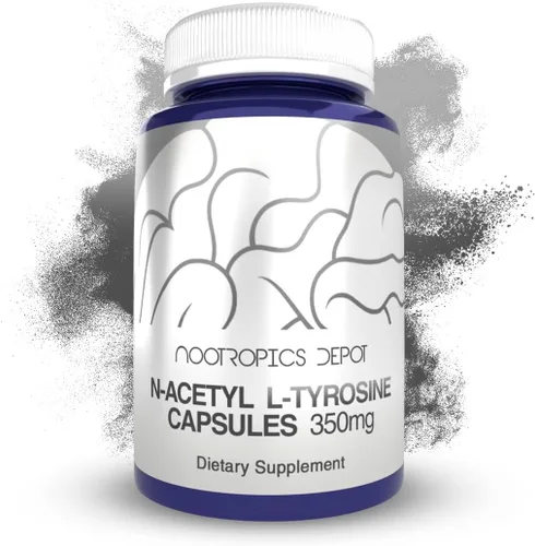 Nootropics Depot Cápsulas de N-acetil L-tirosina | 350 mg | 240 unidades | NALT | Suplemento de aminoácidos | Suplemento natural | Apoya la memoria,