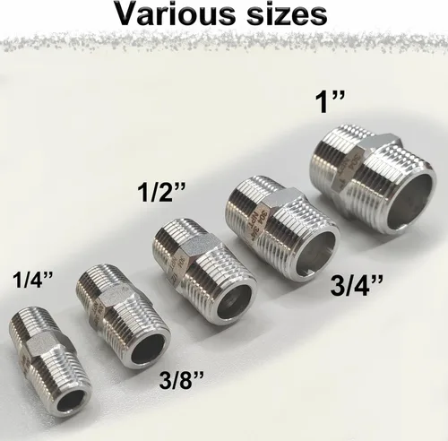 Miniatura 9 de 1" Tetina macho hexagonal, accesorios de tubería de acero inoxidable 304, adaptador de tubería roscada NPT de 1 pulgada, conectores de tetinas