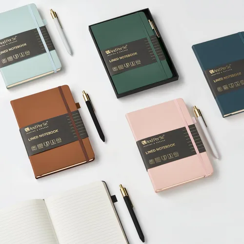 Miniatura 6 de &And Per Se Juego de diario y bolígrafo forrados, cuaderno A5 de tapa dura de cuero con bolígrafo y juego de papelería, 160 páginas de 3.53 oz/m²