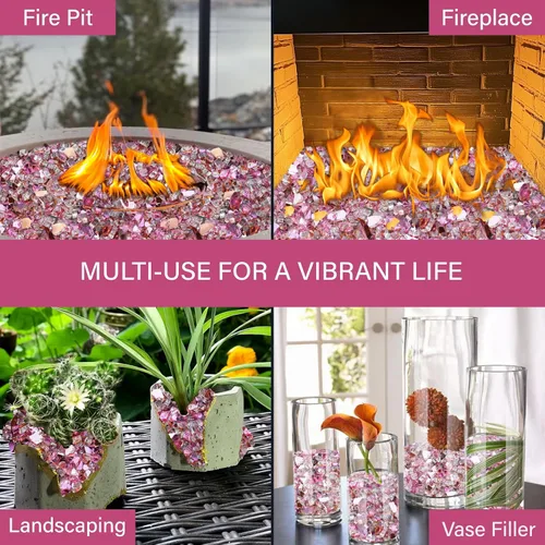 Miniatura 28 de NUPICK Vidrio de Fuego de 5 Libras, Vidrio Brillante para Fogata de 1/2 Pulgada, Roca de Vidrio Templado para Fogata para Propano o Gas Natural
