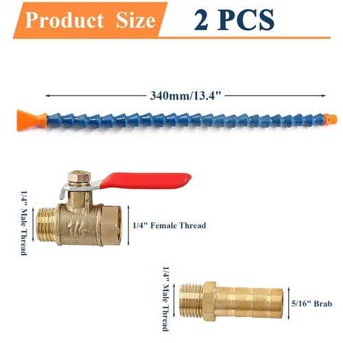 Miniatura 3 de Waziaqoc Base magnética ajustable (rosca de 1/4PT) con 1 boquilla plana flexible manguera de tubo de refrigerante de aceite de agua