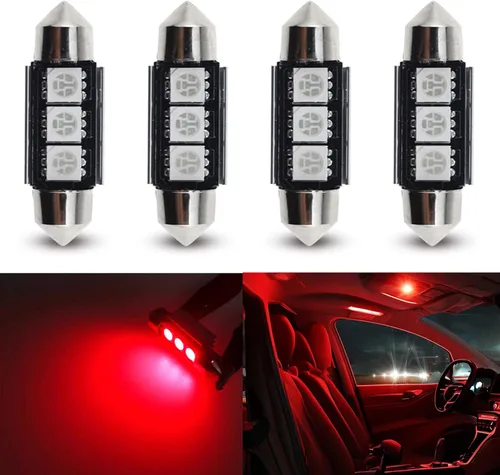 Miniatura 20 de Bombillas LED Festoon 6411 6418 C5W de 9 a 30 V extremadamente brillantes, sin errores, 1.5 pulgadas, 1.417 in para luces de cúpula de mapa