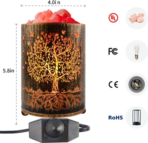 Miniatura 2 de Lámparas de sal para noche, lámpara de roca de sal del Himalaya con interruptor de atenuación, lámpara de cesta de sal del Árbol de la Vida, luz