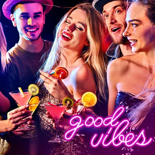 Miniatura 2 de DECANIT Letrero de neón rosa Good Vibes, 16.1 x 8.3 pulgadas, letreros de neón LED para decoración de pared, luces de neón estéticas alimentadas por