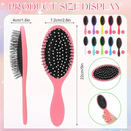 Miniatura 2 de Suclain 30 cepillos de pelo para mujer, cepillo desenredante de viaje, cerdas suaves con base de cojín, cepillo de secado desenredante