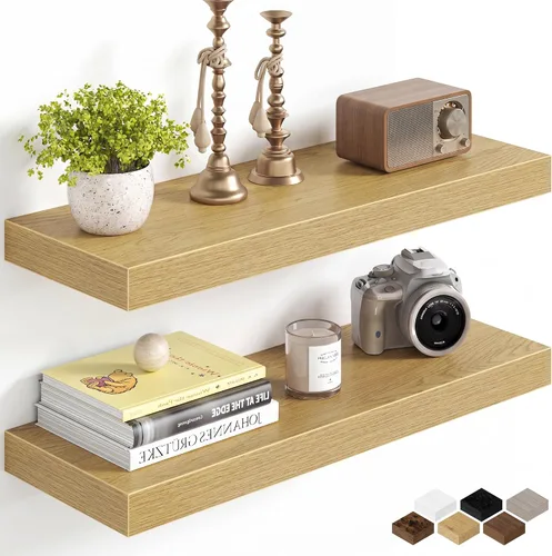 Miniatura 84 de Fun Memories Estantes flotantes de 16 pulgadas para pared, estantes de 8 pulgadas de profundidad para baño, dormitorio, cocina, montaje en pared