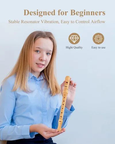 Miniatura 2 de Eastar Soprano - Grabadora barroca para principiantes, con tecla C, de arce, descante, instrumento para niños y adultos, grabadora de 3 piezas