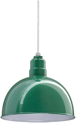 Miniatura 18 de Steel Lighting Co. Colgante de cuenco rosa Lámpara montada en el techo Cúpula de 15 pulgadas vástago de 12 pulgadas Estilo granero de acero