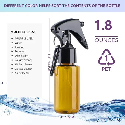 Miniatura 2 de TANSHINE Botella pequeña de 1.7 fl oz, tamaño de viaje, mini botellas de pulverización de agua de niebla fina, botella de spray portátil de alcohol