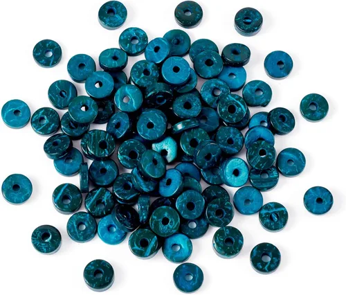Miniatura 12 de Fashewelry 100 cuentas espaciadoras planas redondas de coco de 0.315 pulgadas (0.354 in), cuentas sueltas para hacer joyas de bricolaje con agujero