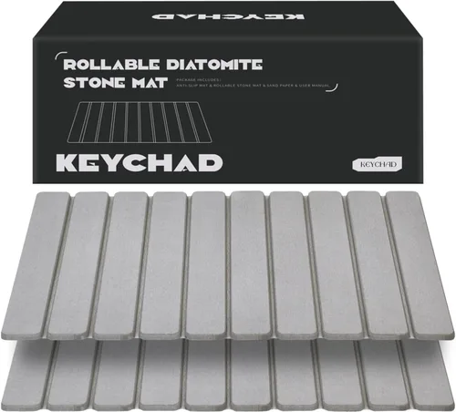Miniatura 11 de KEYCHAD Tapete de baño plegable de piedra, antideslizante, de tierra de diatomeas, súper absorbente, de secado rápido, elegante y lujoso tapete