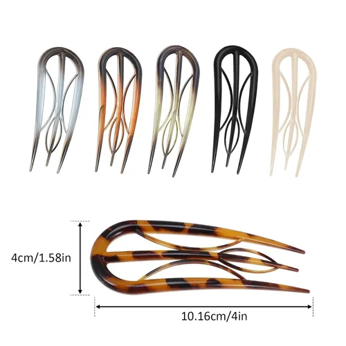 Miniatura 3 de Juego de 6 horquillas francesas, onduladas en forma de U, pinzas para el pelo retro con 3 dientes internos, ideal para moños de cabello fino