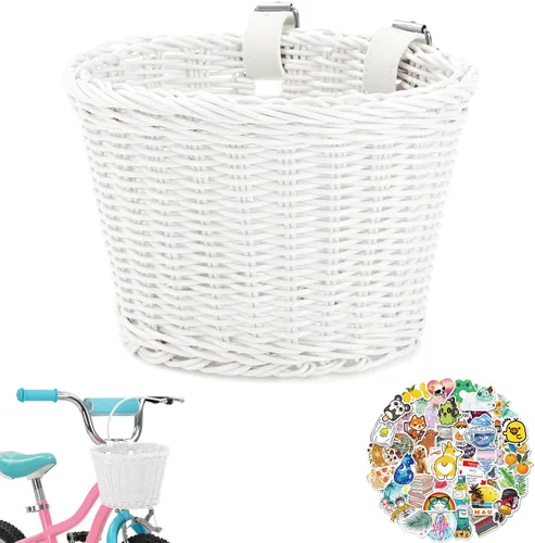 Miniatura 12 de Cesta delantera para bicicleta de niños, tejida a mano multicolor, para niños y niñas