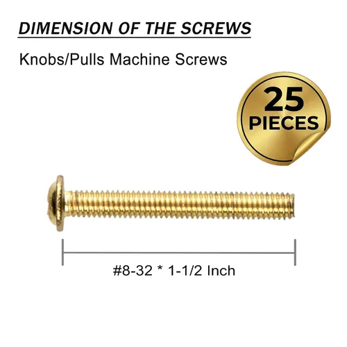 Miniatura 2 de QOGRISUN Paquete de 25 tornillos de máquina con cabeza de truss, 8-32 hilos de EE.UU. x 1-1/2 pulgadas Phillips para pomos de gabinete, tiradores