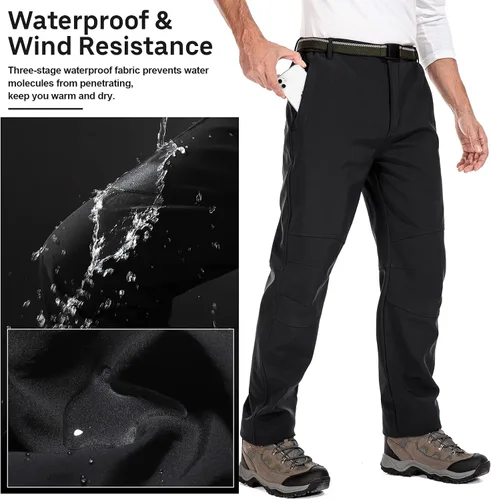 Miniatura 2 de Jessie Kidden - Pantalones de hombre impermeables, para actividades en exteriores, senderismo, nieve, esquí, pesca, con forro de felpa, térmicos