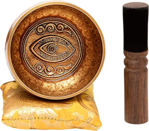 Miniatura 11 de Ohm Store juego de tazón tibetano con mazo y almohadón para meditación, hecho a mano en Nepal