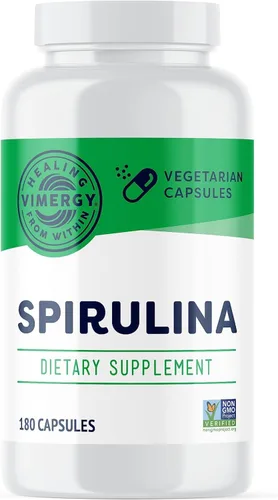 Vimergy Cápsulas de espirulina – Proteína vegetal concentrada que apoya la salud inmunológica y la función cardiovascular – Veganas, Kosher, sin