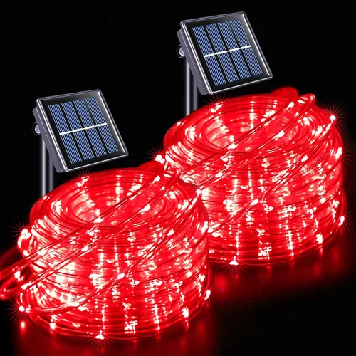 Miniatura 13 de JMEXSUSS - 100 luces LED solares de cuerda para exteriores, impermeables, 33 pies, luces solares para trampolín con clasificación IP65, 8 modos