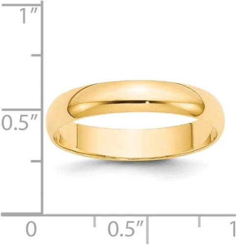 Miniatura 3 de Sólido 14K Amarillo Oro 4mm redondeado boda banda anillo, oro amarillo, 8, HRL040-8