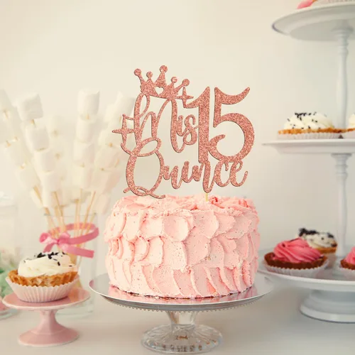Miniatura 3 de Decoración para pastel de membrillo Mis 15, feliz 15 anos/Cheers to 15 años de edad, decoración de pastel para niña, suministros de decoración