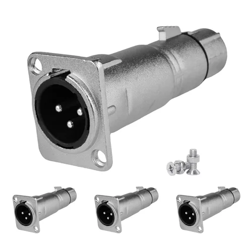 Miniatura 8 de Conector XLR hembra a macho de 3 pines para montaje en panel, acoplador adaptador de micrófono duradero con toma de montaje de alimentación, ideal