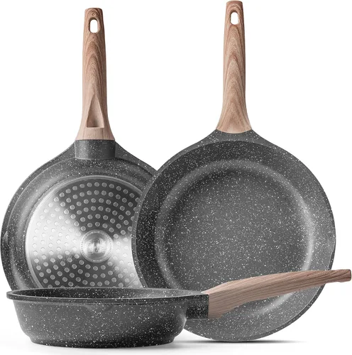 Miniatura 10 de Caannasweis Sartén Antiadherente de Granito, Sartenes Antiadherentes para Omelette, Sartén para Huevos y Omelette, Utensilios de Cocina de Piedra
