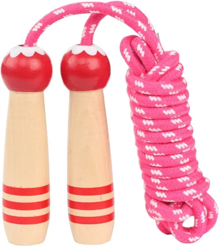 Cuerda de Saltar para Niños, Cuerda de Saltar Ajustable de 7 Pies de Algodón con Mango de Madera para Niños y Niñas, Ejercicio al Aire Libre para