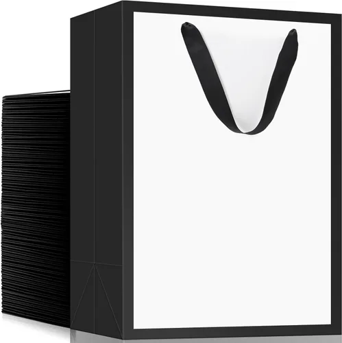 Miniatura 36 de EUSOAR Bolsas de compras y mercancías, tamaño mediano, 25 piezas de 7.8 x 3.9 x 11 pulgadas, bolsas de regalo reciclables de papel kraft marrón