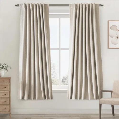 Miniatura 53 de UHITECH - Cortinas opacas beige para sala de estar, cortinas cortas de 35 pulgadas para habitación, cortinas negras para ventanas pequeñas, paneles