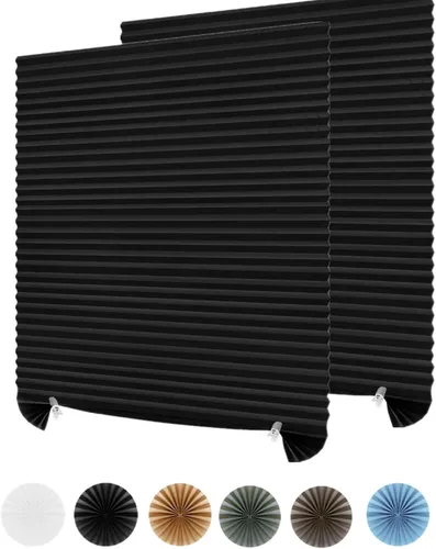 2 persianas temporales sin cables, autoadhesivas, plisadas de papel, persianas opacas para ventanas, puertas de tela no tejida, sin taladro, para