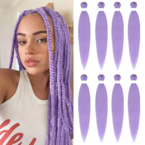 Miniatura 116 de 8 paquetes de extensiones preestiradas - 16 pulgadas de cabello trenzado premium, 55G/paquete, sin picazón, fijación en agua caliente, textura Perm