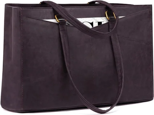 Miniatura 15 de LOVEVOOK Bolsa para laptop para mujeres, bolsa de mano para laptop de 15.6 pulgadas para mujeres, bolsas de mano de trabajo de cuero vintage