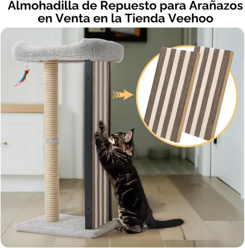 Miniatura 8 de Veehoo Poste rascador de gatos de 35 pulgadas de alto para gatos de interior y adultos, almohadilla resistente para rascar gatos con marco de metal